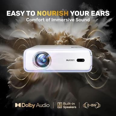 Aurzen EAZZE D1 Smart Projector with WiFi and Bluetooth, Netflix-Officially-Licensed, Auto Focus & Keystone, DoIby Audio, Zoom, Native 1080P Movie, Portable Outdoor Mini Projector, White - Image 5