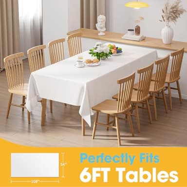 Niuara White Plastic Table Cloth - 4 Pack 54" × 108" Rectangle Disposable Tablecloths for 6FT Tables, Waterproof Table Cover for Party, Holiday & Gathering Use - Image 5