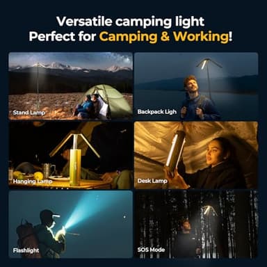 BougeRV Telescopic Camping Light, 15600mAh Collapsible Outdoor Light, Rotatable Electric Lantern, IP54 Waterproof Flashlight, Cordless Camping Tent Lamp for Emergency, Camping, Hiking, 2025 Version - Image 6