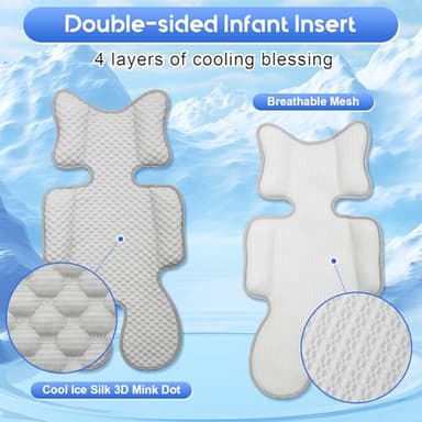Kaseeous Car Seat Cooling Pad for Baby, Mink Dot Car Seat Cooler Mat for Girls Boys, Stroller Cooling Pad with 3D Breathable Mesh, Multifunctional Infant Carseat Cooling Insert Liner for Summer - Image 5