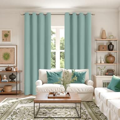 YoungsTex Sage Green Blackout Curtains 84 Inch Length 2 Panels for Living Room - Thermal Insulated with Grommet Room Darkening Window Treatments for Bedroom, 52 x 84 Inch - Image 2