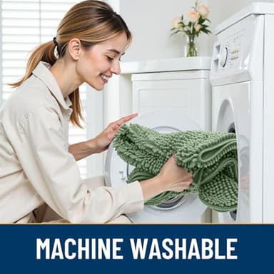 Smiry Dog Door Mat for Muddy Paws 48x30, Absorbs Moisture and Dirt Doormat, Non-Slip Washable Quick Dry Chenille Front Door Mat Indoor Entrance, Entryway Carpet for Inside Floor, Olive Green - Image 5