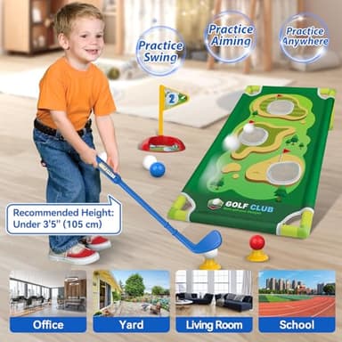 Liberry Toddler Golf Set for 2 3 4 5 Years Old Boys Girls, Upgraded Kids Golf Cart with Golf Cornhole Board & Putting Mat, Indoor and Outdoor Golf Toys Birthday Gift - Image 5
