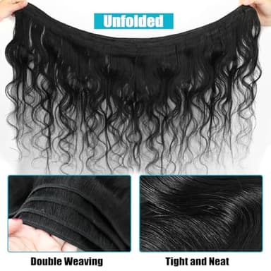 12A Body Wave Bundles Human Hair 22 24 26 28 Inch Human Hair Bundles 100% Unprocessed Brazilian Virgin Hair 4 Bundles Deals Hair Extensions Real Human Hair for Women Quick Weave Hair Natural Black - Image 4