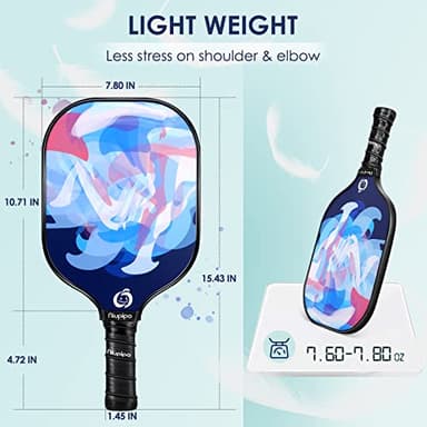 niupipo Pickleball Paddles, Pickleball Paddles Set of 4, Pickleball Paddle with Fiberglass Surface, Polypropylene Honeycomb Core, Cushion Grip, Lightweight Pickleball, Portable Carry Bag, White - Image 4