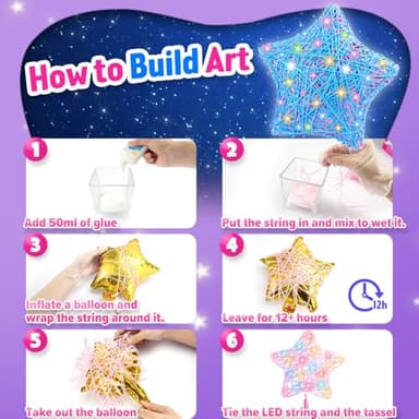 Stocking Stuffers Gifts for Kids, Arts and Crafts for Kids Girls Ages 8-12, Christmas Crafts Gifts for Kids, 3D String Art Kit for Kid, Light Up String Toys, Birthday Gift for Girls Ages 8-12 - Image 2