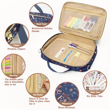 GUEER Bible Cover for Men, Bible Holder, Bible Cover Carrier Carrying Organizer Bag, Zipper and Pockets for Standard Size Bible, Gift for Women (gucaotag) - Image 5