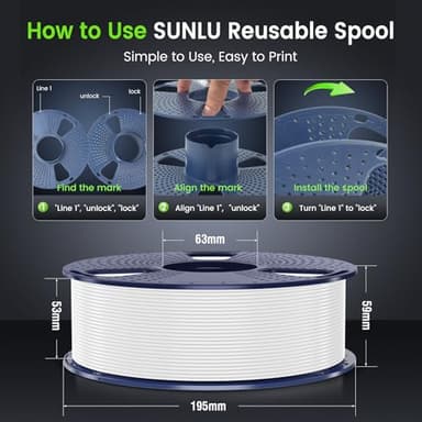 SUNLU PLA 3D Printer Filament PLA Filament 1.75mm, Neatly Wound 3D Printing Filament 1.75mm, Dimensional Accuracy +/- 0.02 mm, Fit Most FDM 3D Printers, 1kg Spool (2.2lbs), Black - Image 7