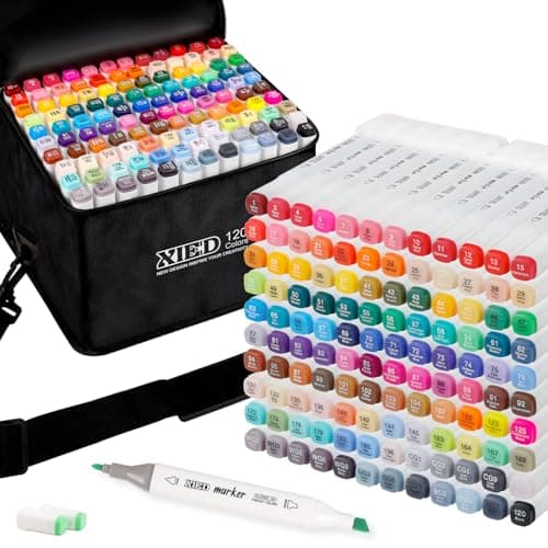 XIEED 120 Colors Premium Alcohol Markers, Alcohol Markers Set with Adjustable Shoulder Strap for Beginners & Artists in Coloring or Sketching - Image 1