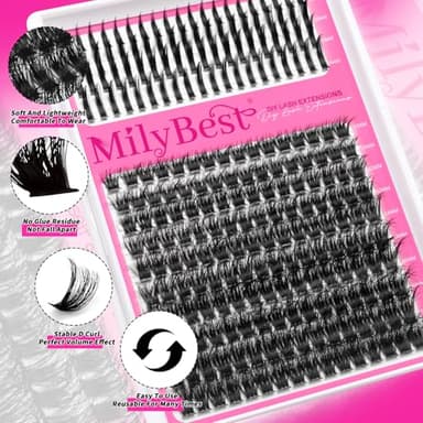 Manga Lash Clusters Kit 100D Eyelash Clusters with DIY Spikes 13-19MM Spiky Volume Cluster Eyelash Extensions Wispy Individual Lash Extensions Kit Anime Lashes Cluster Bond & Seal Tweezer by MilyBest - Image 2