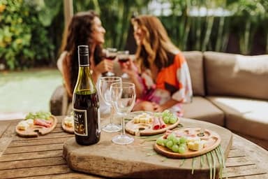 PICNIC TIME TOSCANA -Wine Appetizer Plates, Cocktail Plate with Glass Holder, Cheese Board with Wine Holder, (Acacia Wood), 9 x 6, Set of 4 - Image 4