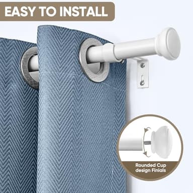 White Curtain Rods for Windows 48 to 84 Inches, 1 Inch Decorative Curtain Rod Set, Adjustable Length Heavy Duty Metal Window Curtain Rod with Brackets - Image 2