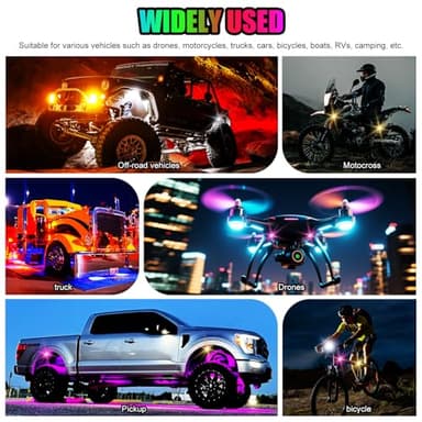 Wireless LED Lights for Car, Wireless Rock Lights with 8 Colors 10 Modes,Led Strobe Warning Light, Motorcycles, Boats, Camping, Bikes, Drones，Design in USA (4pcs Black) - Image 5