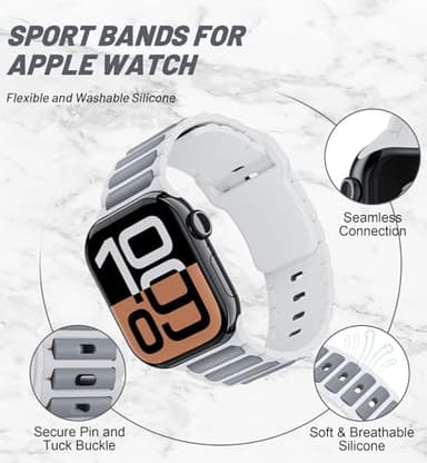 Compatible with Apple Watch Ultra 2 Band for Men,Sport Silicone for Apple Watch Series 10 Band 46mm 45mm 44mm 42mm 41mm 40mm 38mm 49mm,Rugged Soft Strap for iWatch 10/9/8/7/6/5/4/3/SE,Ultra2/Ultra - Image 3