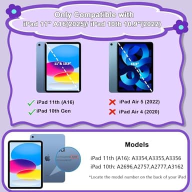 CCMAO Case for iPad A16 11th Generation 11 Inch 2025, iPad 10th Generation 10.9 Inch 2022, with Kickstand & Pencil Holder, Heavy Duty Shockproof Hybrid Protective Cover for Kids Girls, Purple+Green - Image 8