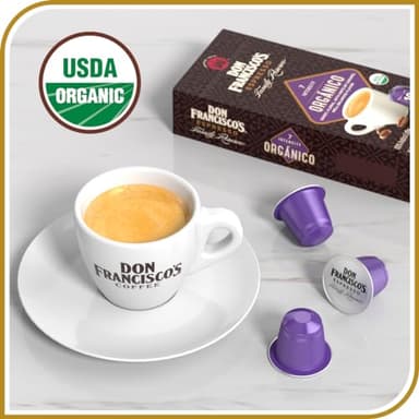Don Francisco's Organico Espresso Pods: 40 Dark Roast Aluminum Capsules, Intensity 7, Compatible with Nespresso Original Line Machines - Bold Cuban-Style coffee with Caramel Notes - Image 4
