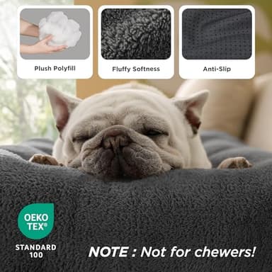 Bedsure Washable Dog Bed Medium Size Dog, Comfort Fluffy Plush Pillow Bed Crate Pad, Non-Slip and Machine Washable Kennel Pet Sleeping Mat, 29"x21", Dark Gray - Image 3
