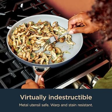 Ninja Ceramic Pro 14-Piece Cookware Set, Non-Stick Pots & Pans Set with Glass Lids, Nontoxic, PTFE Free, Ceramic Coated, Oven Safe, All Stovetops & Induction Compatible, Midnight Blue, CW39014MM - Image 4