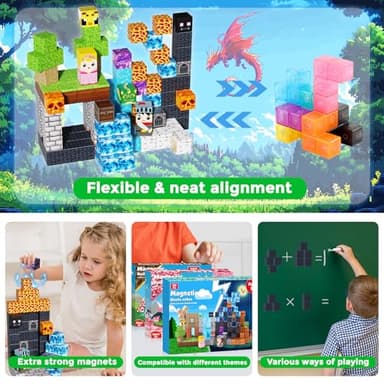 Magnetic Building Blocks - 150PCS Magnet Block Cubes Dark Hell Forest Castle, STEM Toy Building Sets for Kids Age 3+, Montessori Stacking Construction Toys Easter Gift for Boys Girls Age 4-8, 8-12 - Image 5