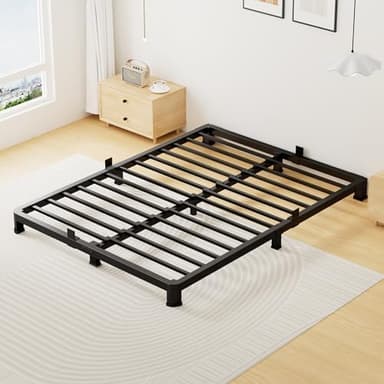 Superay 4 Inch King Bed Frame Low Profile, Heavy Duty Metal Platform Bed Frame with Round Corner Legs, Sturdy Mattress Foundation, No Box Spring Needed, Easy Assembly, Noise Free, Black - Image 3