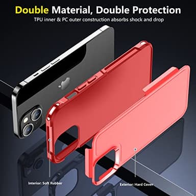 SPIDERCASE for iPhone 14 Case/iPhone 15 Case, [15 FT Military Grade Drop Protection][Non-Slip] 2 Pack [Tempered Glass Screen Protectors+Camera Lens Protectors] Heavy Duty Shockproof Case, Red - Image 6
