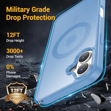 Temdan for iPhone 16 Case [Compatible with MagSafe] [Military-Grade Drop Protection] [Anti-Fingerprint] [Anti-Scratch] Slim Silky-Soft Touch Translucent Matte Case 6.1 inch, Sierra Blue - Image 3