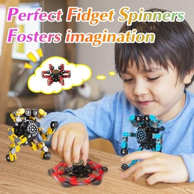 Gokeey Transformable Fidget Spinners for Kids and Adults Stress Relief Sensory Toys for Boys and Girls Fingertip Gyros for Kids Classroom Birthday Party Favors - Image 2