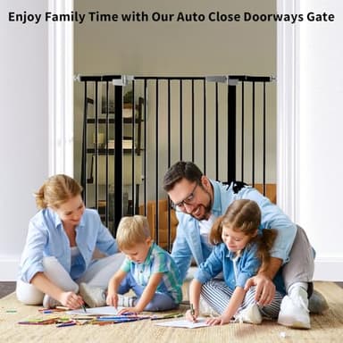 41 Inch Tall Baby Gate Auto Close Dog Gate Adjustable 29.92"-43.71" Wide Pressure Mounted Walk Through Swing Pet Gate for Doorways (Black, 29.92"-43.71" Wide) - Image 5