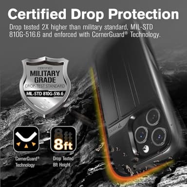 VENA vCommute for iPhone 16 Pro Wallet Case, [Military Grade Drop Protection] Flip Leather Cover Slot Card Holder with Kickstand - Black - Image 5