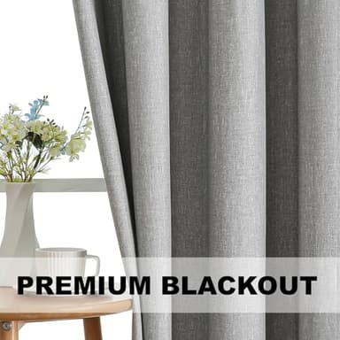 Airwill Linen Look Textured Blackout Curtains 90 Inch Length with Thermal Insulated Liner, Heavy Thick Grommet Window Curtains Drapes for Living Room (52 x 90 Inch, 2 Panels, Grayish Green) - Image 5