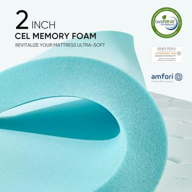 Memory Foam Mattress Topper Queen Size, Dual Layer 4 Inch Mattress Pad,2 Inch Gel Memory Foam Plus 2 Inch Pillow Top Cover with 8-21 Inch Deep Pocket - Image 6