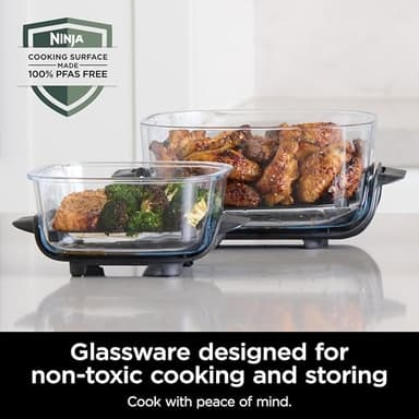 Ninja Crispi Air Fryer, Microwave, Freezer & Dishwasher Safe, Non Toxic Glass Portable Cooking System, 4 QT & 6 Cup Glass Containers with Storage Lids, Easy Meals, Air Fry, Bake, Stone, FN101ST - Image 14