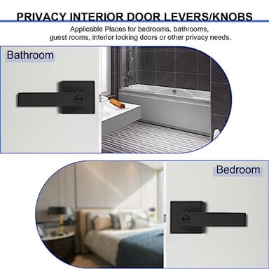 RAZCC Privacy Door Levers, 10 Pack Matte Black Door Handles Heavy Duty Bed and Bath Door Locks Interior Keyless Locksets, Reversible for Left Right Handed Doors - Image 3