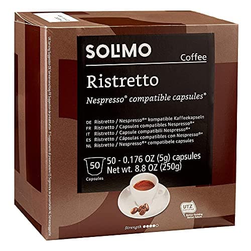 Amazon Brand - Solimo Ristretto Capsules, Dark Roast, Compatible with Original Brewers, Pack of 1x50 Capsule (50 count) - Image 1