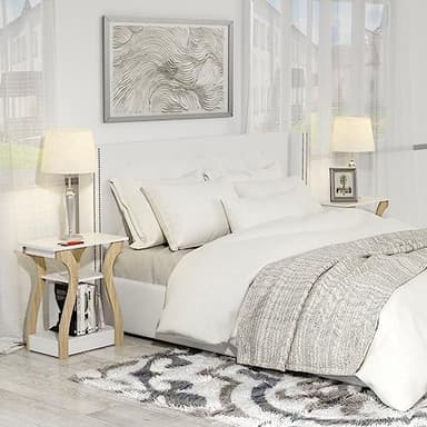 FROMJBEST End Table Set of 2 with Charging Station, Side Table with USB Ports and Outlets, Nightstand, 3 Tier End Table with Storage Shelf for Living Room, Bedroom (White Set of 2) - Image 6