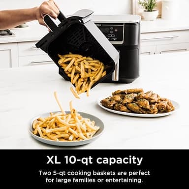 Ninja R-AD300CO Foodi 6-in-1 10-qt. XL 2-Basket Air Fryer with DualZone Technology, Black (Renewed) - Image 5