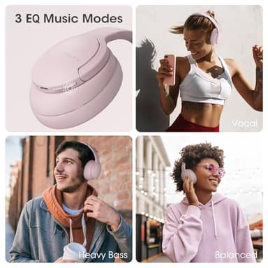 DOQAUS Upgrade Bluetooth Headphones Over Ear, 90H Playtime BT 5.3 Wireless Headphone EQ Modes, Built-in HD Mic, HiFi Stereo Sound, Deep Bass, Memory Foam Cups for Phone/PC&Travel/Gym/Workout - Image 4