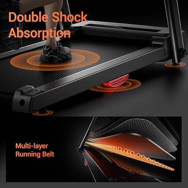 LONTEK Treadmills for Home, 3.0HP Quiet Brushless Folding Treadmill with Heart Rate Sensor, Silicone Damping System, 300lbs Weight Capacity, Holder for Cup&Phone - Image 7