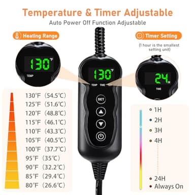 INVENHO Heated Cat Bed, Waterproof Adjustable Temperature Dog Cat Heating Pad with Timer, Indoor Pet Heating Pad for Cats Dogs Electric Pads for Dogs Cats, Pet Heated Pad (S: 18" x 16") - Image 4