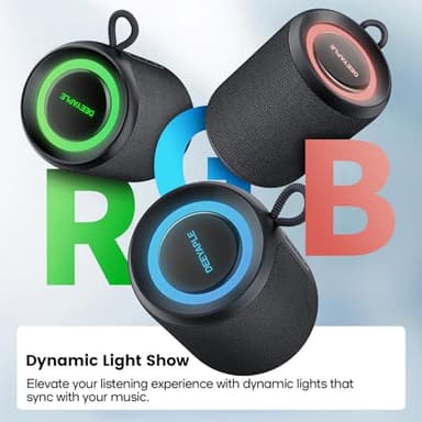 Bluetooth Speaker Wireless,IP67 Waterproof & Dustproof Portable Speaker with Lights,15W Loud Stereo Sound, 2500mAh Battery All Day Playtime, TWS Pairing, BT5.3, Home/Party/Outdoor/Beach (Black) - Image 6