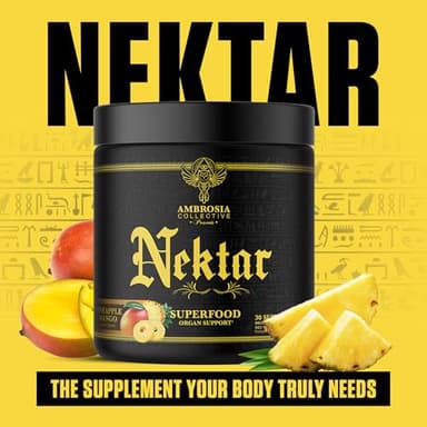Ambrosia Nektar - Superfood Powder | Complete Health Supplement | Organ Support - Liver, Kidney Health | 30 Servings (Pineapple Mango) - Image 4