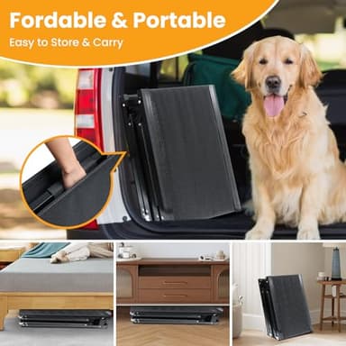 Dog Ramp, Dog Ramp for Car with Anti-Slip Surface, 63''x17.3'' Folding Pet Ramp for Large Dogs to Get on Truck SUV Van Up to 250LBS, Car Ramp for Dogs Dog Stairs for Bed Couch Outdoor Indoor - Image 6