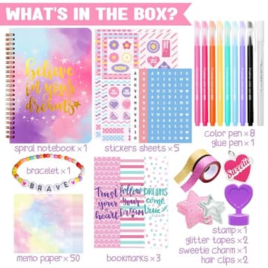 Nollh DIY Journal Kit for Girls/ Teens/ Tween Stationery Scrapbook & Diary Supplies Set Journaling Art Crafts Kit, Ideal Gifts for 8 9 10 11 12 13 14 Year Old Girl - Image 5