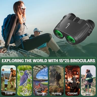 Aurosports 15x25 Compact Binoculars for Adult Kids - High Power Binoculars for Bird Watching - Easy Focus Small Binocular with Low Light Vision for Travel, Camping, Concert, Hiking - Image 7