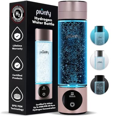 Hydrogen Water Bottle Generator - Up to 4100+ PPB - SPE/PEM Technology - Certified H2 Generator - Portable Athletic Performance & Hydration System - 6-Hour Hydrogen Retention, 10 oz (Pink) - Image 1