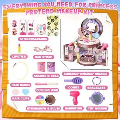 Toy Choi's Kids Pretend Makeup for Girl - 3 in 1 Kids Fake Makeup Girls Toys with Adjustable Strap - Girl Makeup Sets for Toddler Kid Christmas Birthday Gifts Toys for 3 4 5 6 7 8 Year Old Girls - Image 5