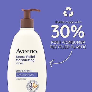 Aveeno Stress Relief Moisturizing Body Lotion with Lavender Scent, Natural Oatmeal to Calm & Relax, Non-Greasy Daily Stress Relief Lotion, 18 fl. oz (Pack of 3) - Image 4