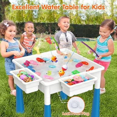 Arscniek Toddlers Activity Table 7 in 1 Kids Activity Tables and Chair Set with 152Pcs Large Marble Run Building Blocks, Sand/Water Tables, Kids Learning Play Table Toys for Girls Boys Toddler Age 3-7 - Image 4