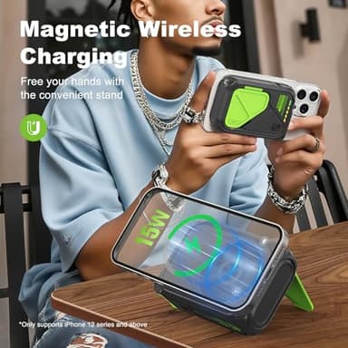 SEANCHEER P05 Portable Charger, Magnetic Power Bank, Small Wireless PowerBank, Battery Pack10000mAh Travel Essentials Fast Charging with Built in Cable, Foldable Wall Plug for iPhone,Samsung,Andriod - Image 3