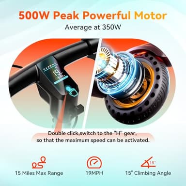 TST Electric Scooter for Adult, Up to 19 MPH and 20 Miles Long Range E Scooter, 8.5"/10" Solid and Pneumatic Tire, Portable Folding EScooter with Dual Brakes, Commuting Escooter App Control - Image 6